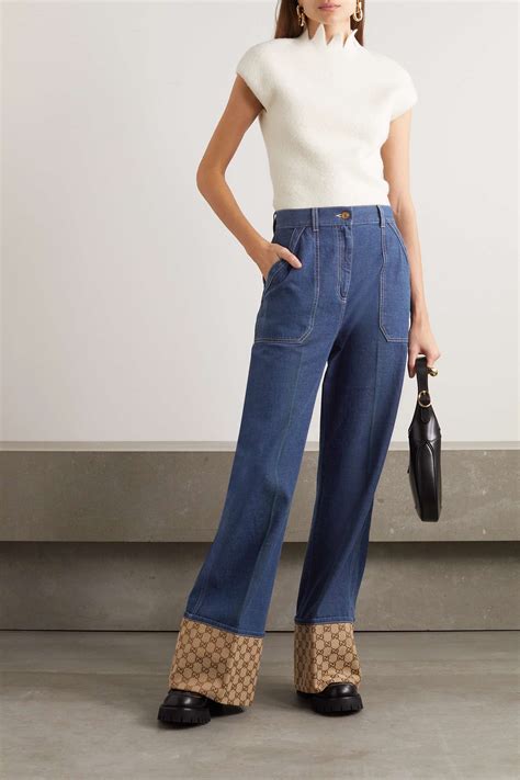 giacca jeans gucci|gucci wide leg jeans.